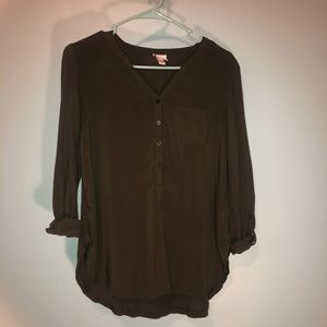 Merona Button Up Forest Green Long Sleeve Shirt